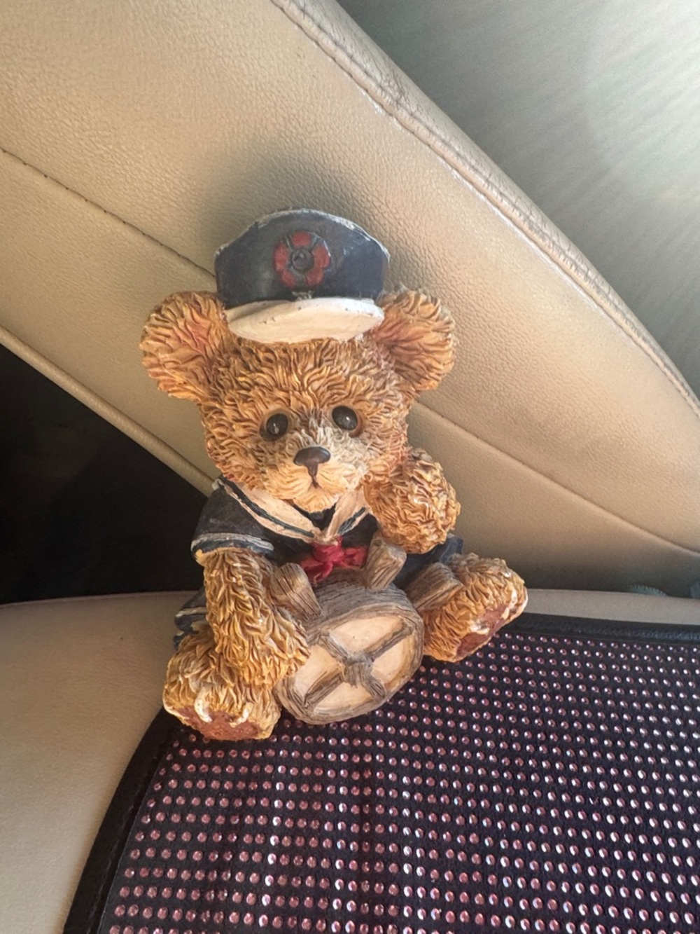Vintage 5.5” Sailor Bear Resin Figurine in Brown and Navy Coin Bank Figurine